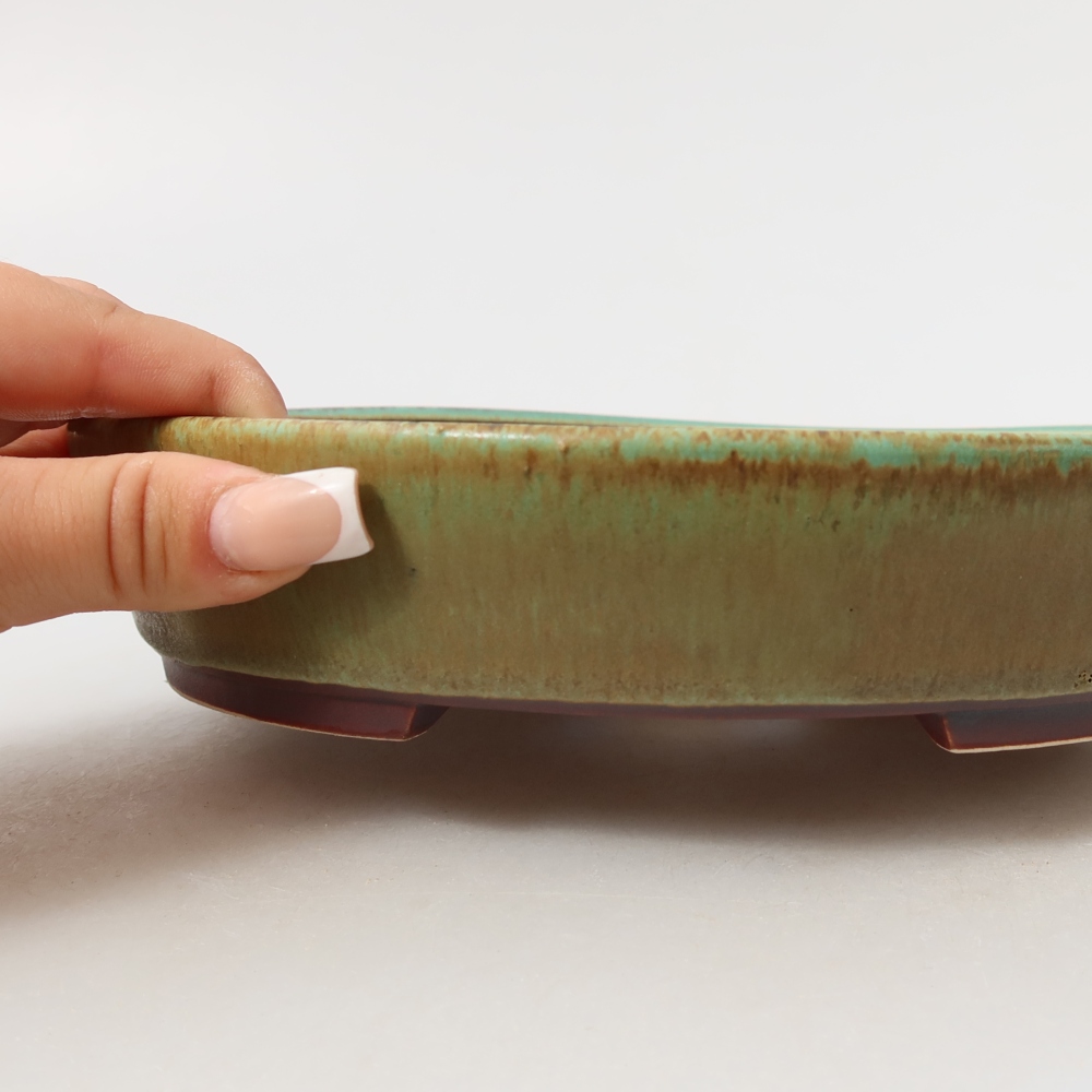 Ciotola bonsai in ceramica 21 x 19 x 4,5 cm, verde