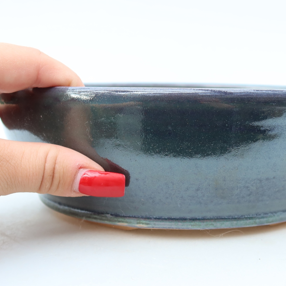 Vaso da bonsai in ceramica 20 x 20 x 6,5 cm, colore blu