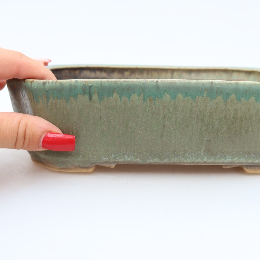 Vaso da bonsai in ceramica 21,5 x 18 x 6 cm, colore verde