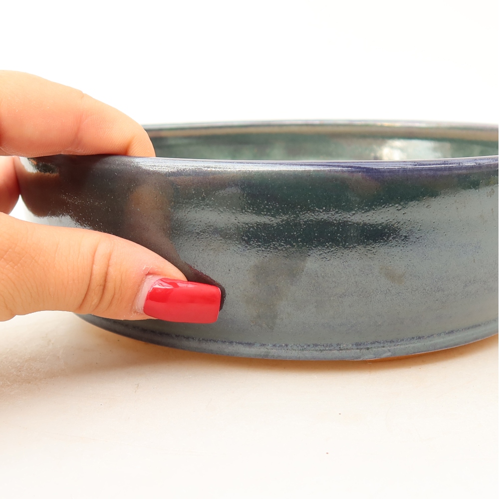 Vaso da bonsai in ceramica 19 x 19 x 5,5 cm, colore blu