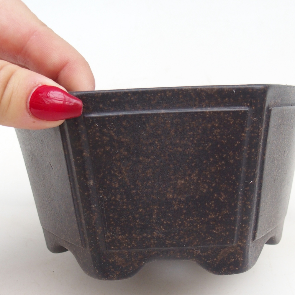 Ciotola per bonsai in ceramica 13 x 12 x 7 cm, colore marrone ocra