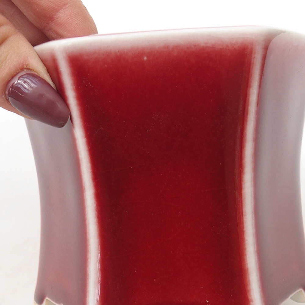 Ciotola bonsai in ceramica 10,5 x 9,5 x 8,5 cm, colore rosso