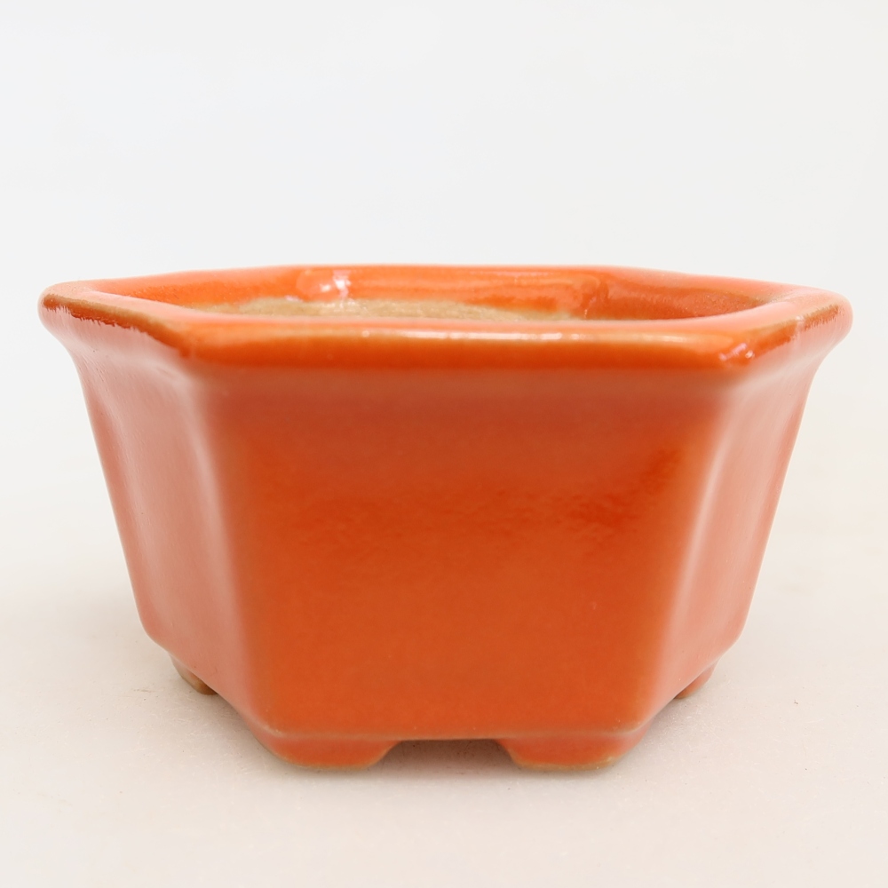 Vaso da bonsai in ceramica 7,5 x 7 x 4 cm, colore arancione