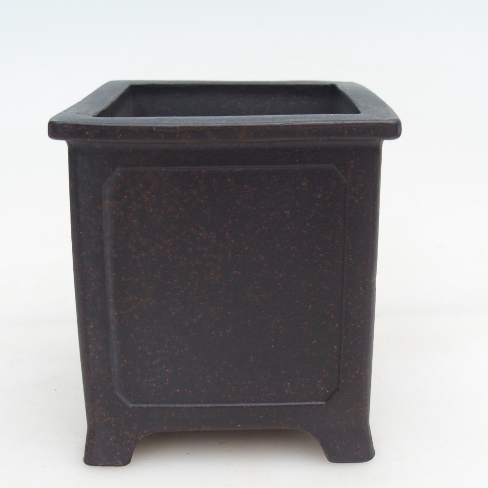 Ciotola per bonsai in ceramica 9,5 x 9,5 x 10 cm, marrone ocra