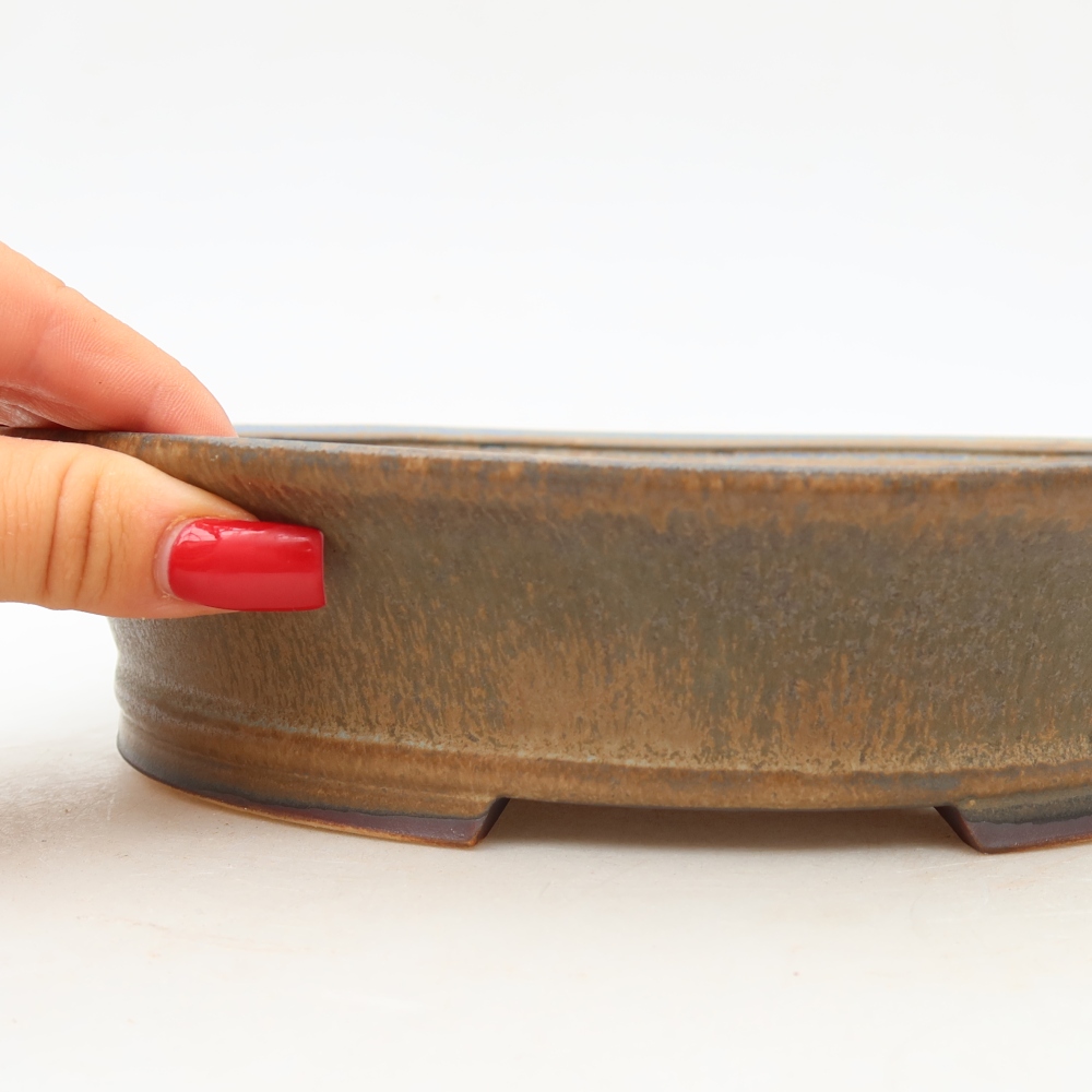 Vaso da bonsai in ceramica 24 x 21,5 x 5,5 cm, colore marrone