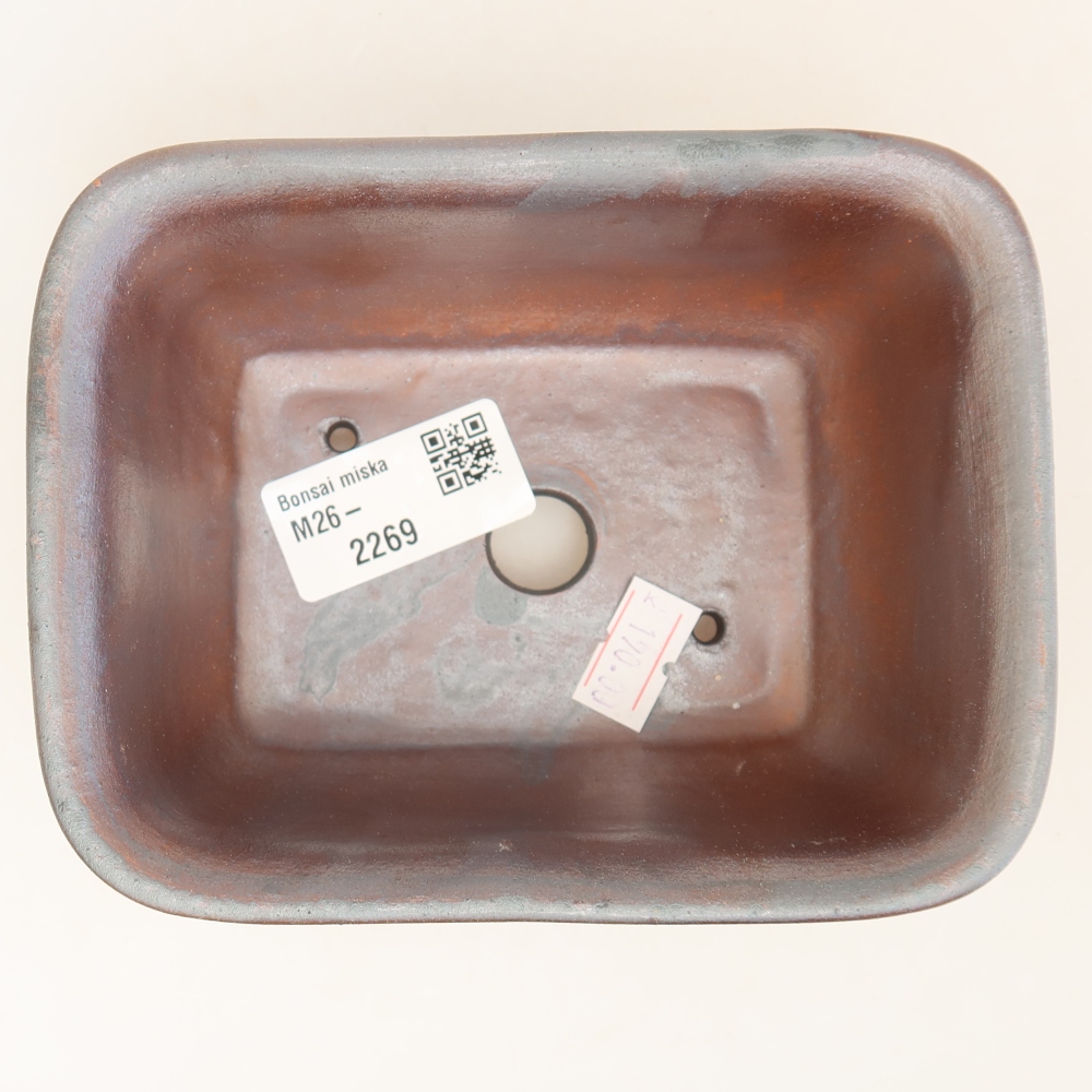 Ciotola bonsai in ceramica 13,5 x 10,5 x 6 cm, colore metallo