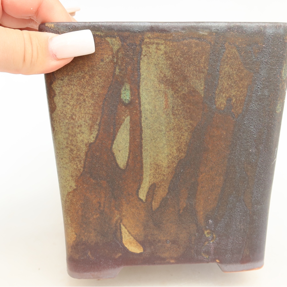 Vaso da bonsai in ceramica 13 x 13 x 14 cm, colore marrone