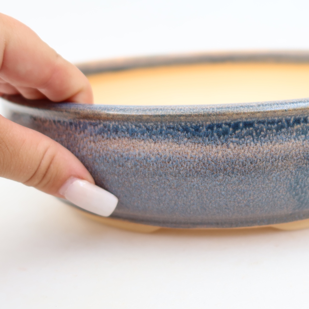 Vaso da bonsai in ceramica 25 x 25 x 6 cm, colore blu