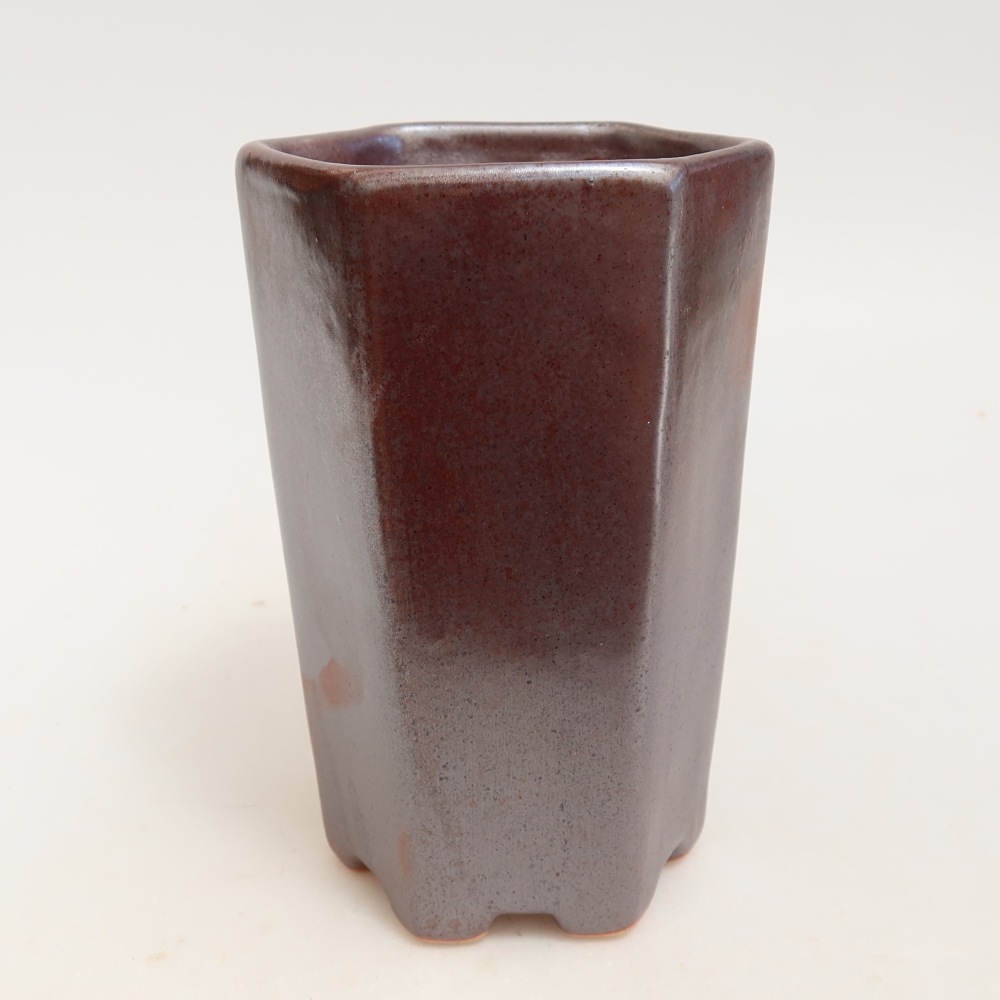 Vaso da bonsai in ceramica 9,5 x 8,5 x 14 cm, colore metallizzato