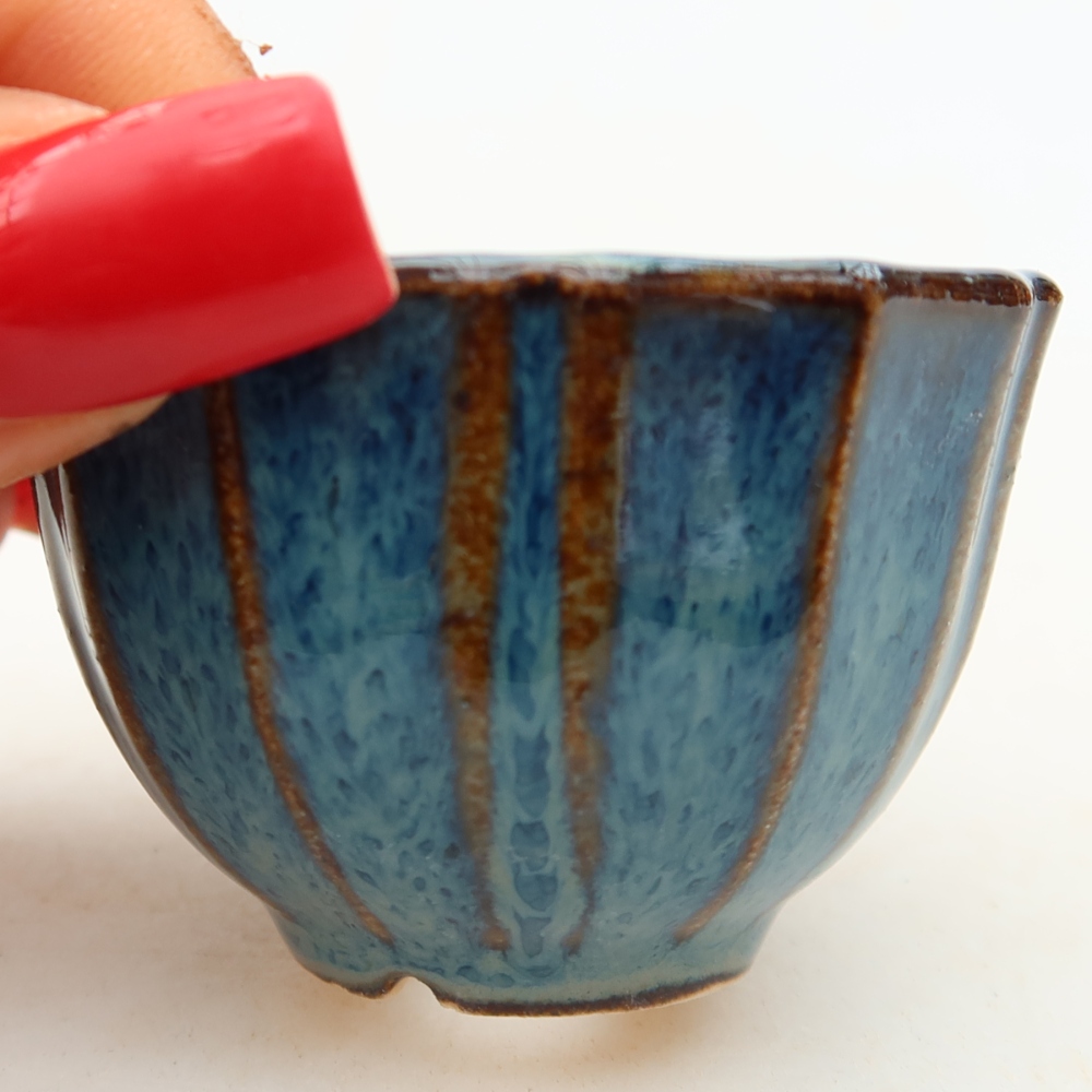 Vaso in ceramica per bonsai 5,5 x 5,5 x 3,5 cm, colore blu