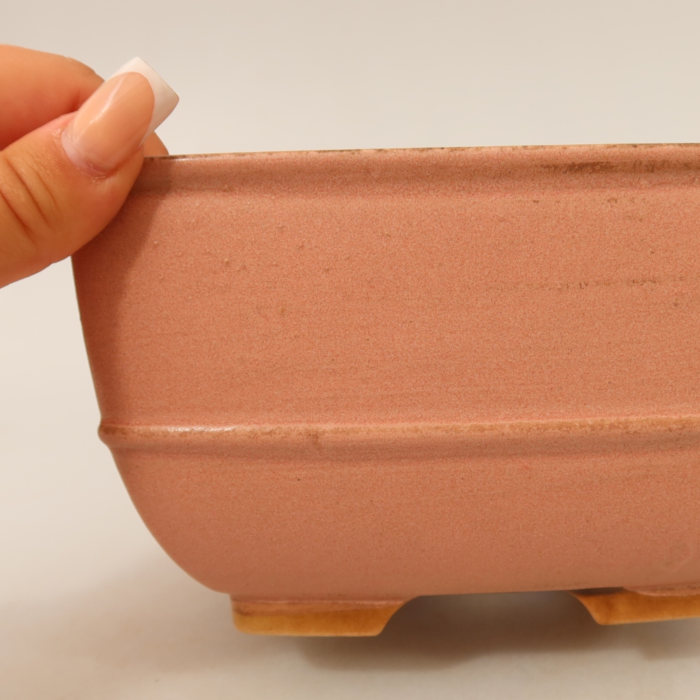 Vaso da bonsai in ceramica 16,5 x 16,5 x 9,5 cm, colore rosa