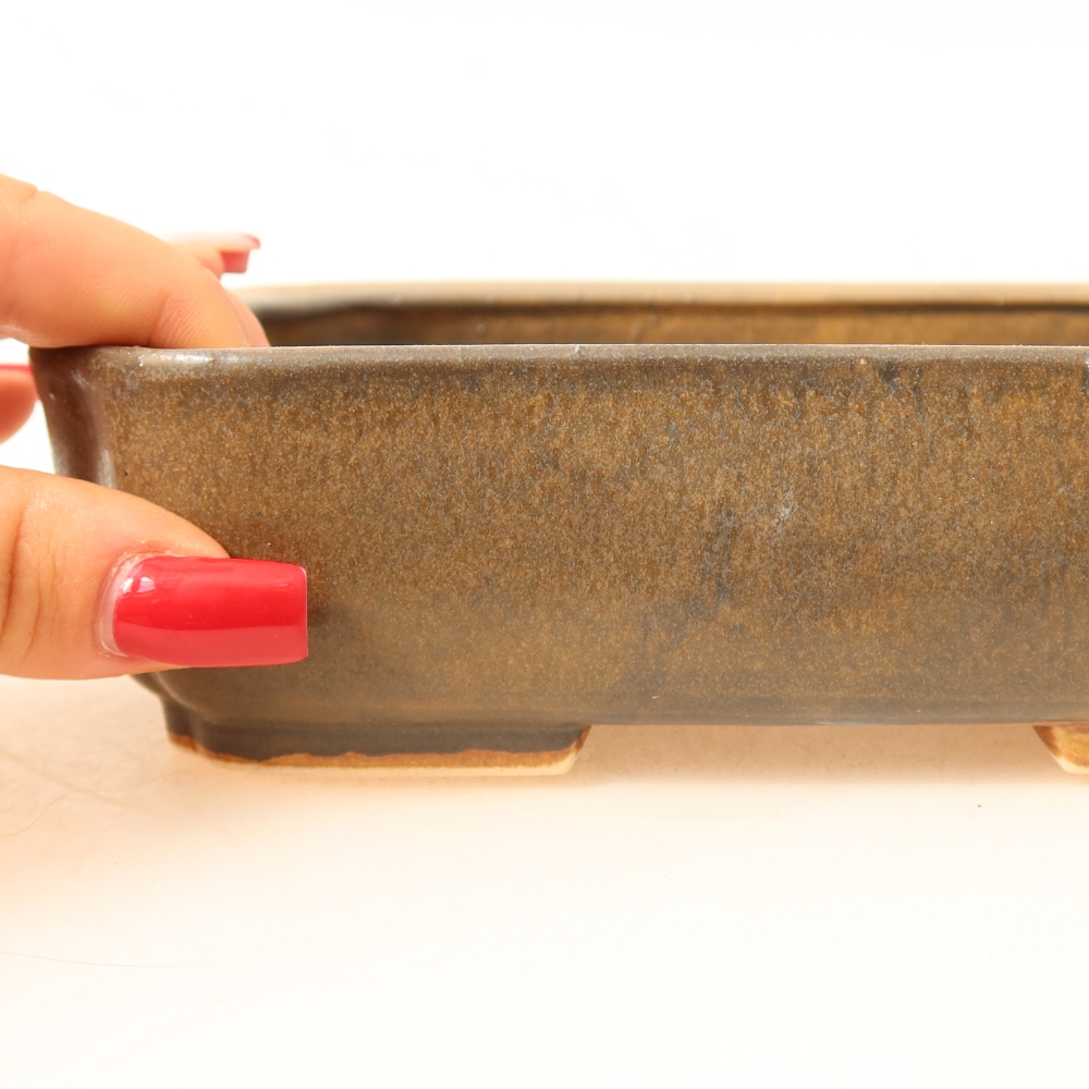 Vaso per bonsai in ceramica 18 x 14 x 4,5 cm, colore marrone