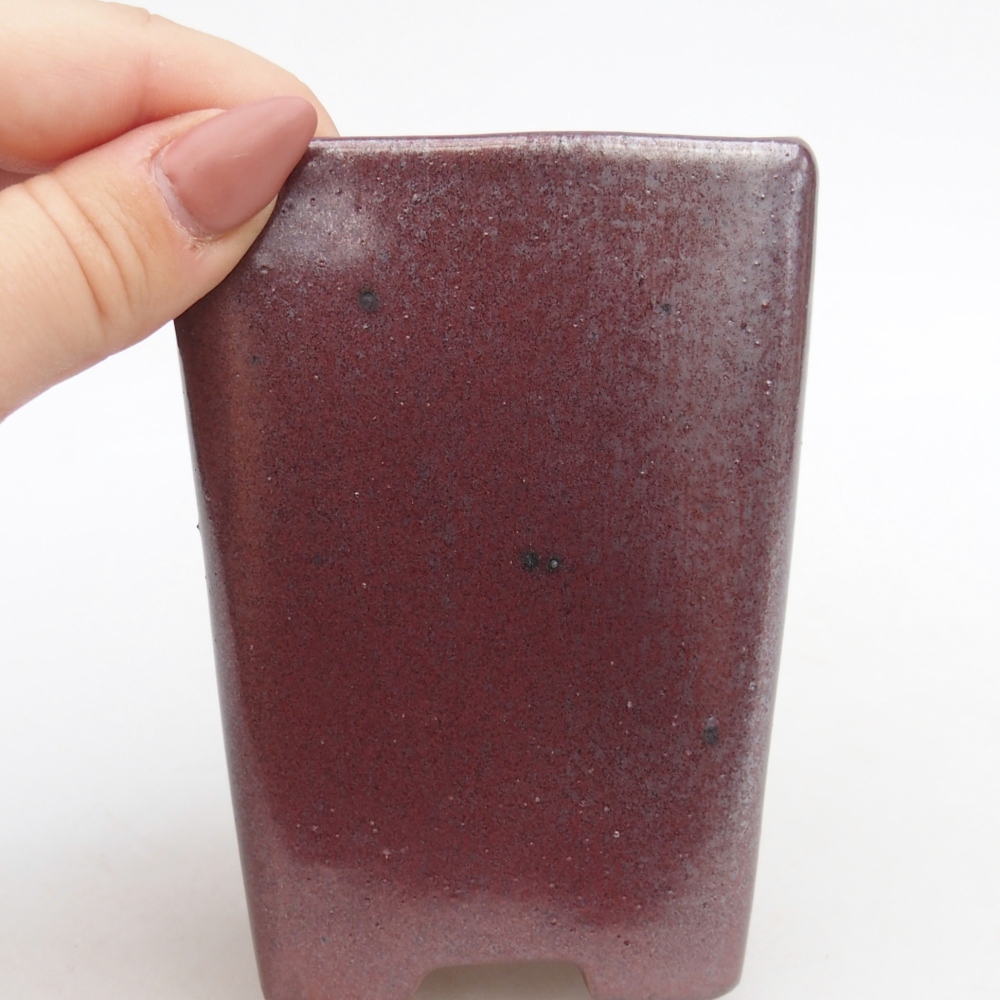 Ciotola per bonsai in ceramica 8 x 8 x 10,5 cm, colore bordeaux