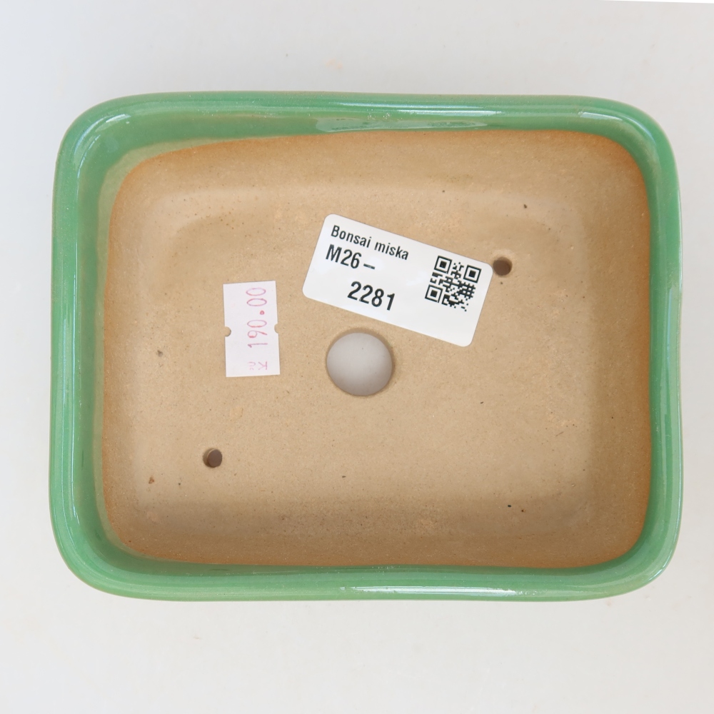 Vaso da bonsai in ceramica 12,5 x 9,5 x 4 cm, colore verde
