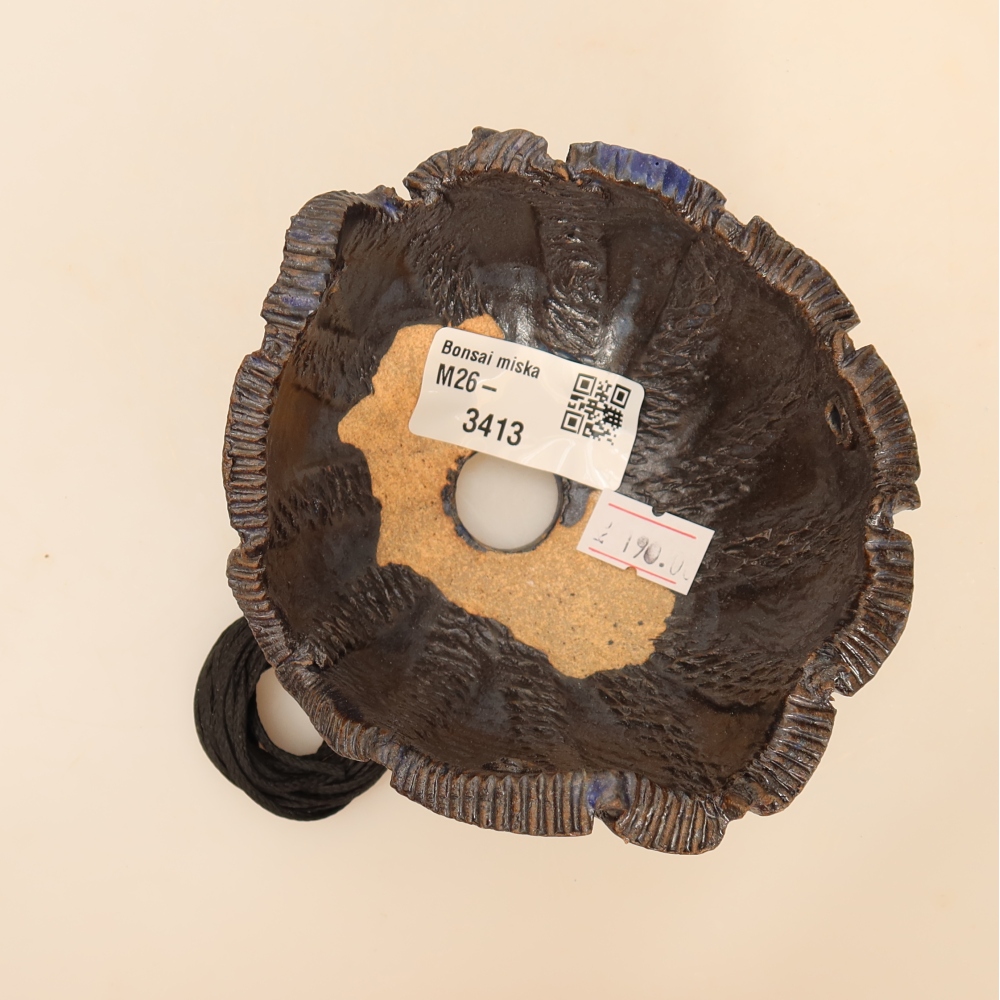 Contenitore in ceramica per kokedama 10,5 x 10 x 7 cm, colore blu
