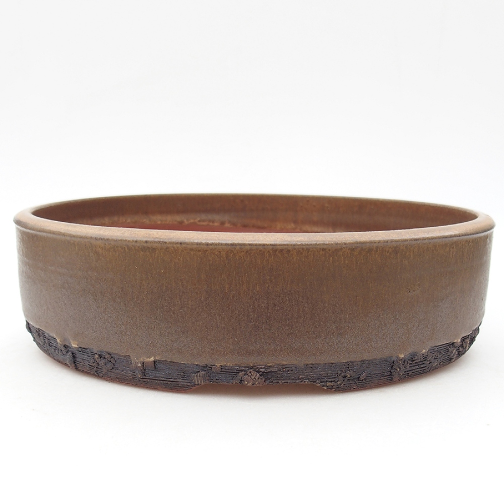Ciotola per bonsai in ceramica 24,5 x 24,5 x 6 cm, marrone