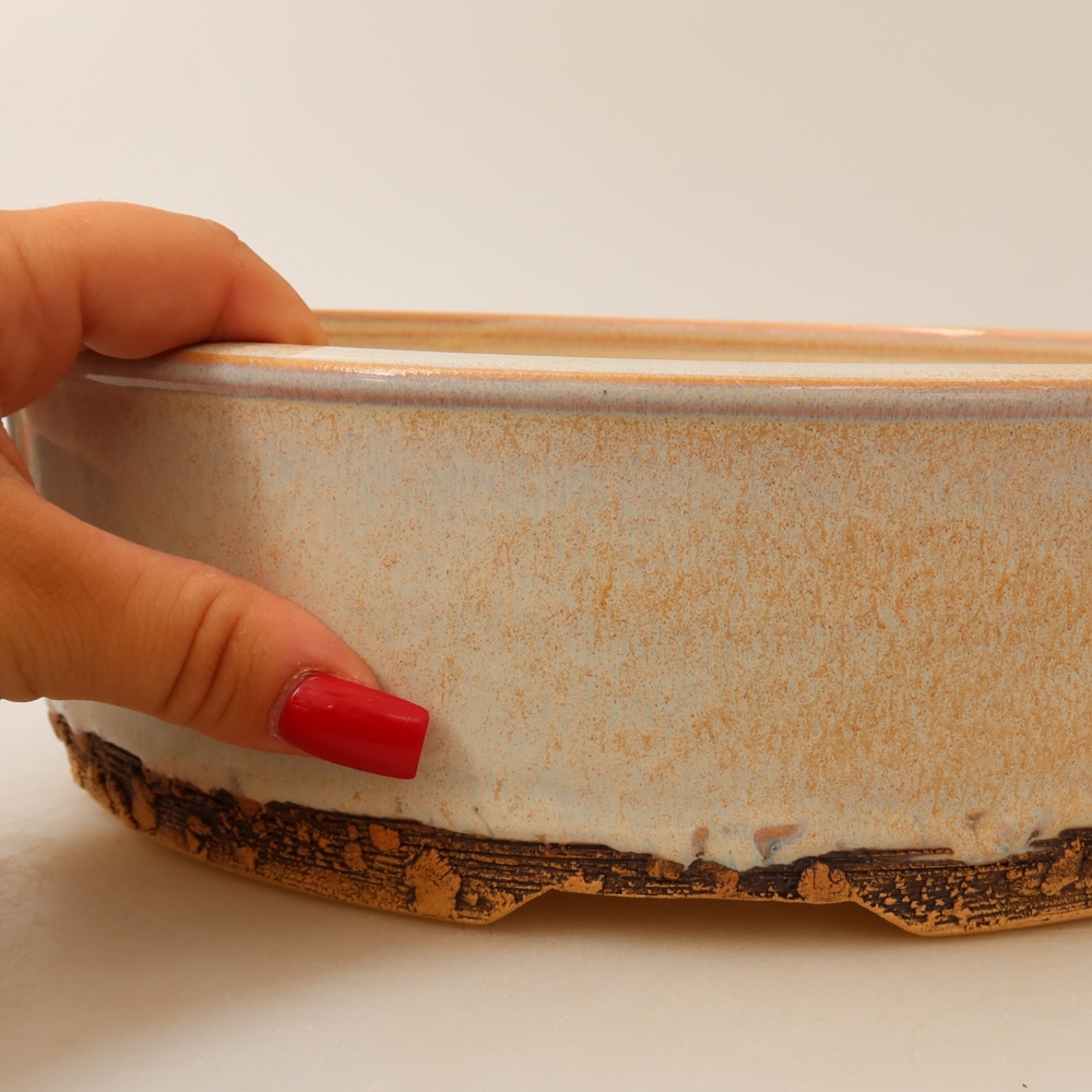 Vaso in ceramica per bonsai 28 x 28 x 8 cm, colore beige
