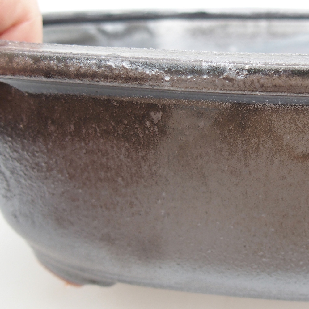 Ciotola bonsai in ceramica 24 x 19,5 x 7 cm, colore metallo