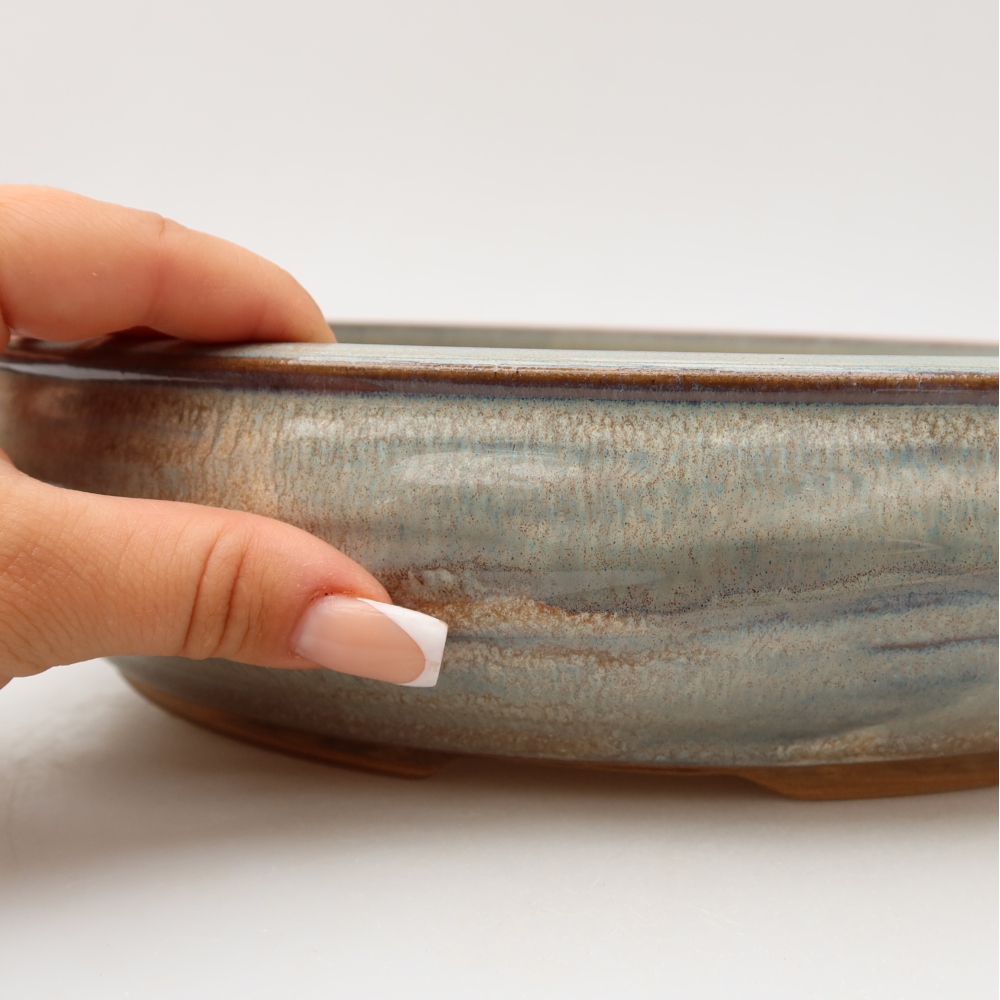 Vaso per bonsai in ceramica 30 x 30 x 7 cm, colore grigio