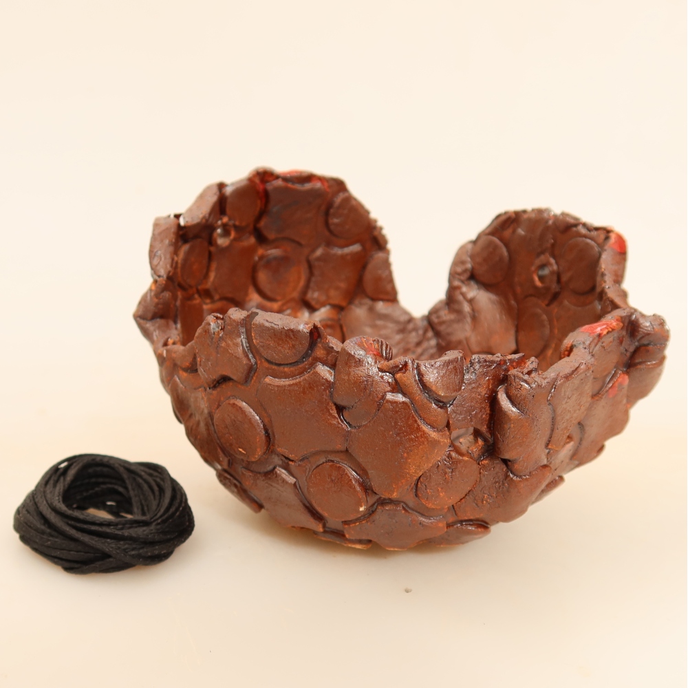 Contenitore in ceramica per Kokedama 10 x 10 x 8 cm, colore marrone