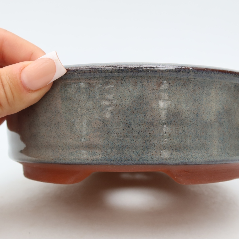 Vaso per bonsai in ceramica 15,5 x 15,5 x 5 cm, colore grigio