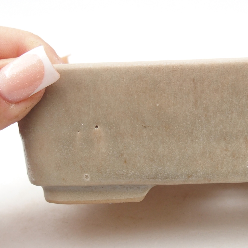 Ciotola per bonsai in ceramica 14,5 x 10,5 x 4,5 cm, colore beige