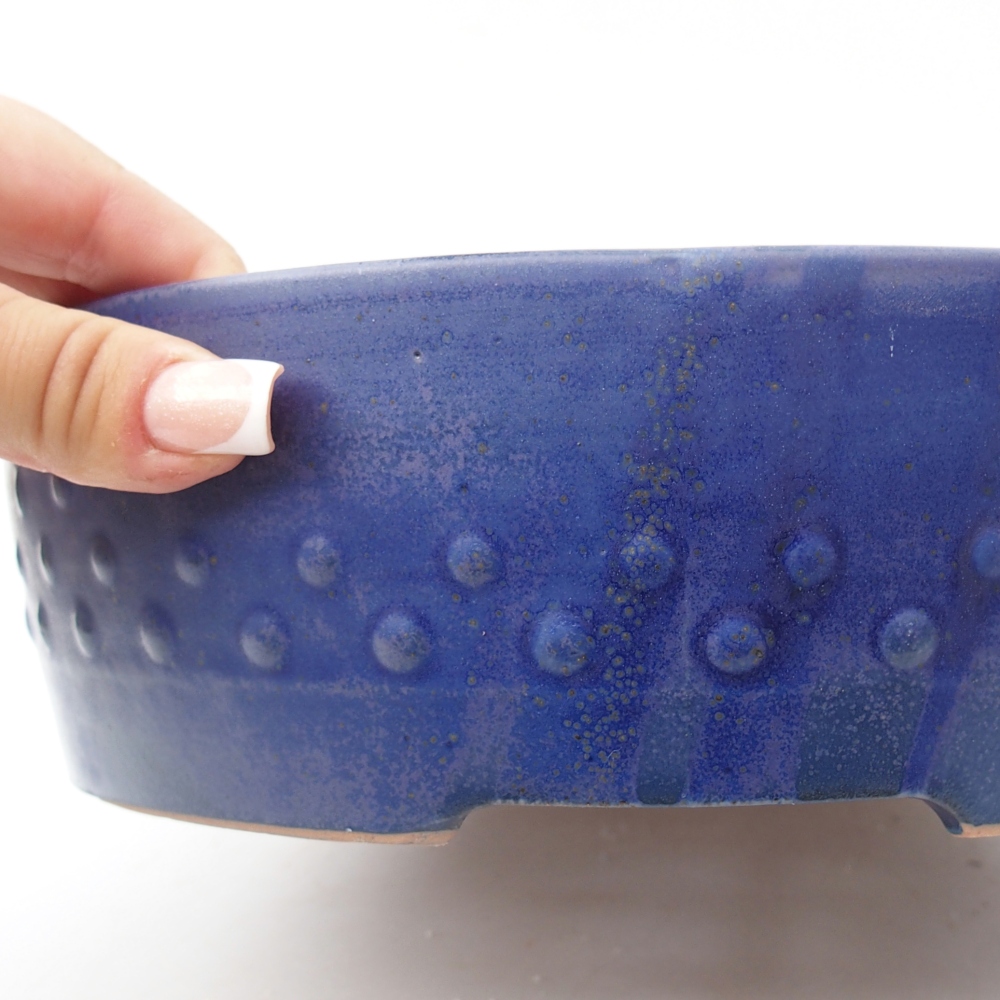 Ciotola bonsai in ceramica 24,5 x 24,5 x 7 cm, colore blu