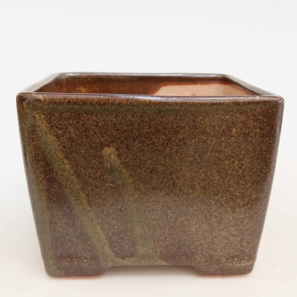 Vaso da bonsai in ceramica 12 x 12 x 9 cm, colore marrone