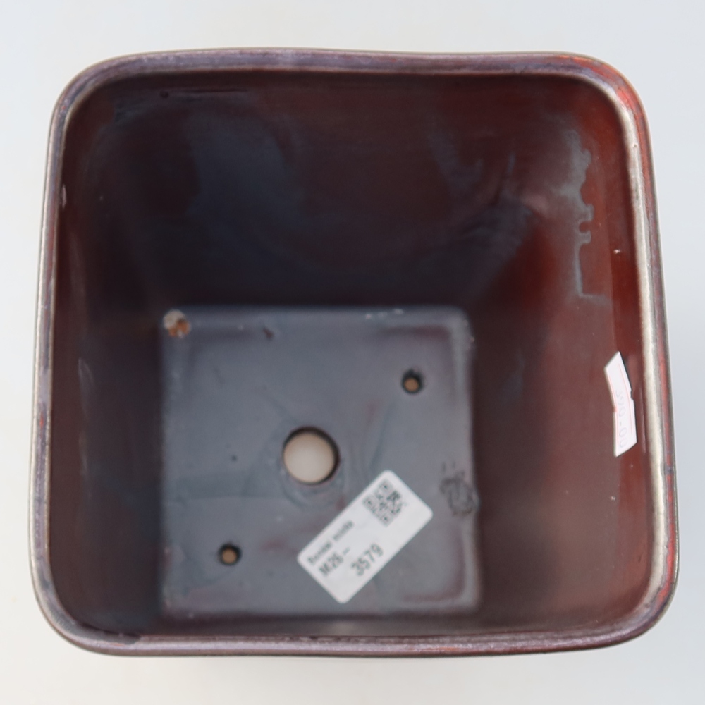 Ciotola bonsai in ceramica 13,5 x 13,5 x 15 cm, colore metallo
