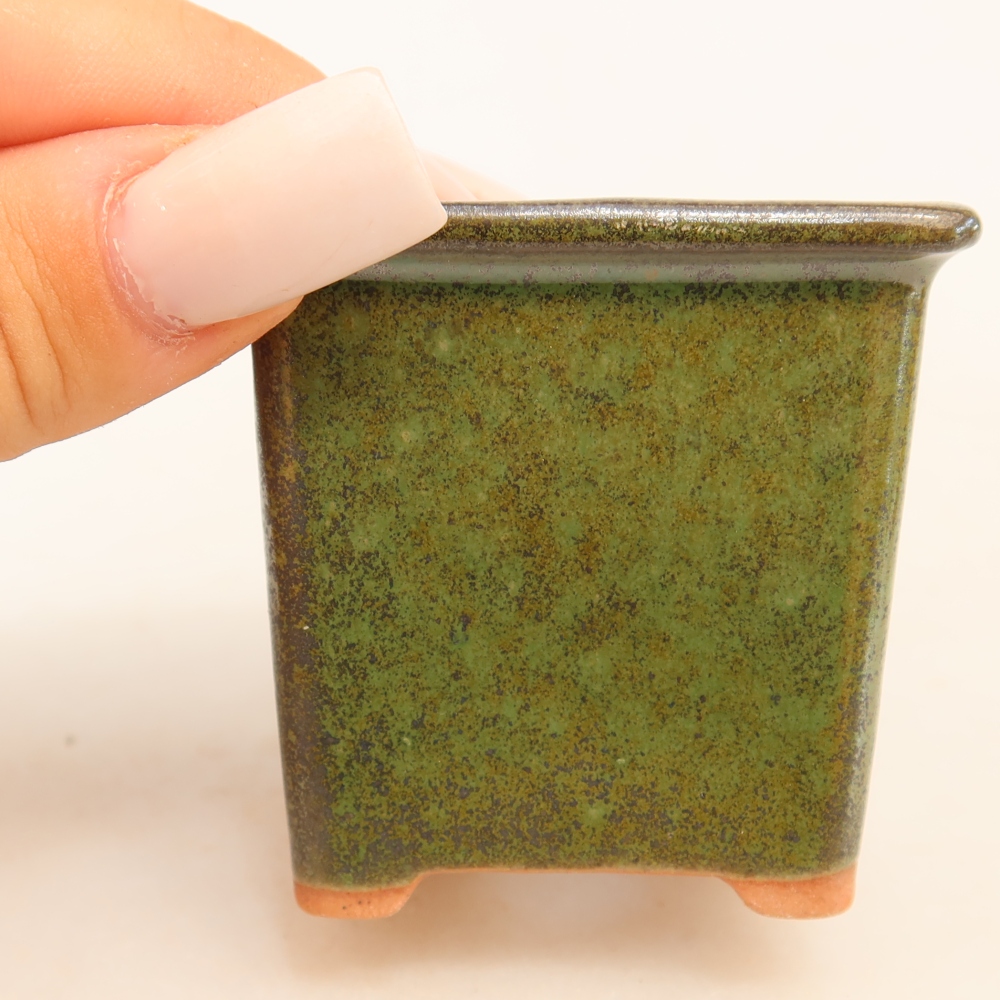 Vaso da bonsai in ceramica 6 x 6 x 5,5 cm, colore verde