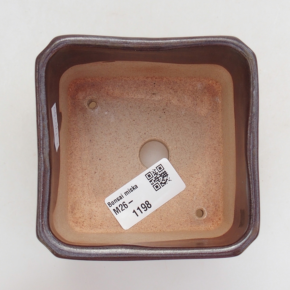 Ciotola per bonsai in ceramica 9 x 9 x 7 cm, marrone