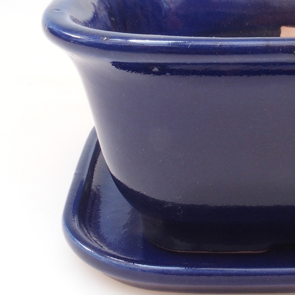 Ciotola bonsai + piattino H37 - 14,5x13x6,5 cm - blu