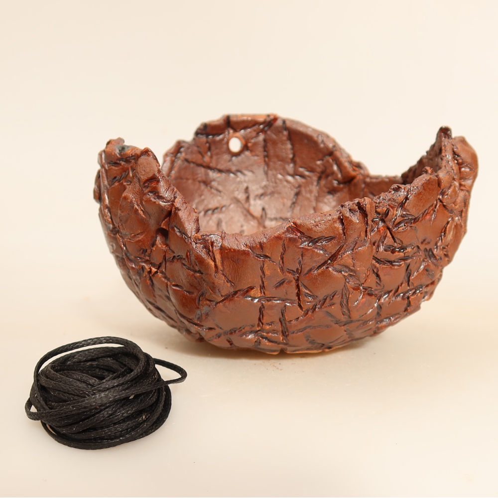 Conchiglia in ceramica per kokedama 12,5 x 12 x 7 cm, colore marrone