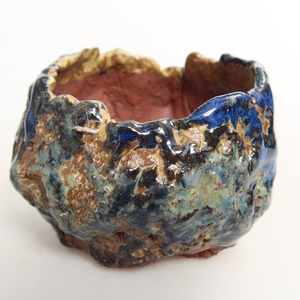 Guscio in ceramica  7 x 7 x 5,5 cm, colore blu-marrone