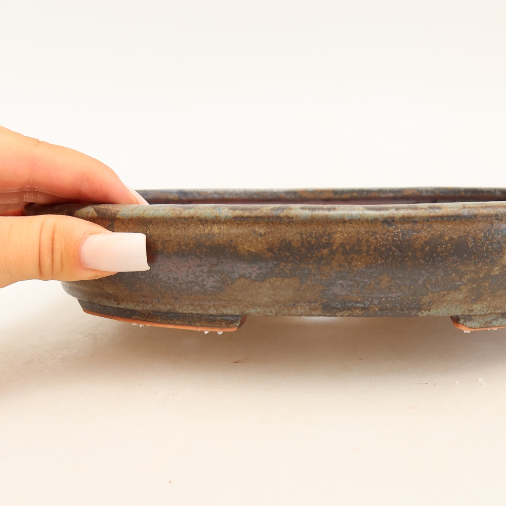 Ciotola per bonsai in ceramica 24,5 x 20 x 4 cm, marrone
