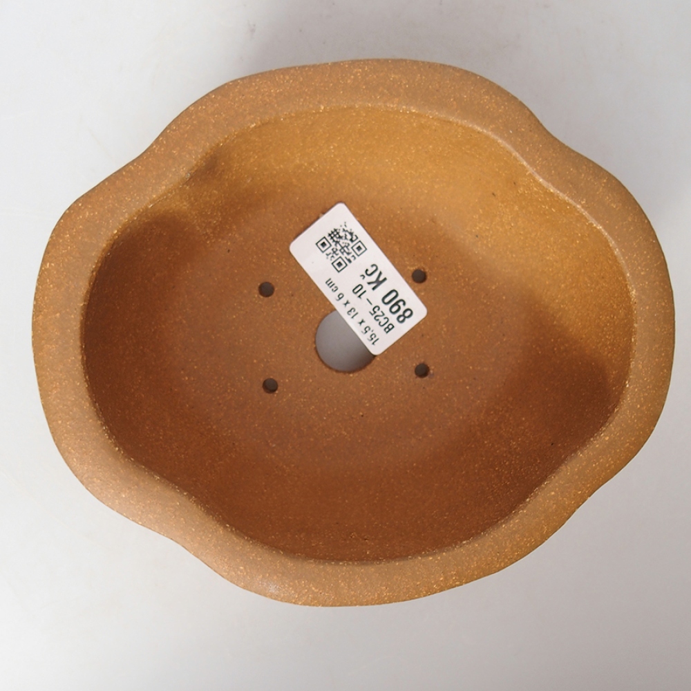 Ciotola per bonsai in ceramica 15,5 x 13 x 6 cm, colore ocra