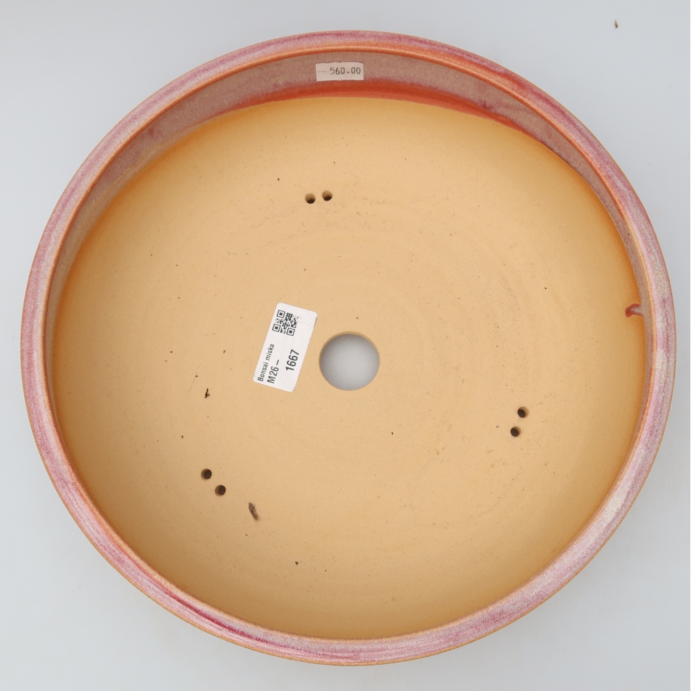 Vaso da bonsai in ceramica 26,5 x 26,5 x 7,5 cm, colore rosa