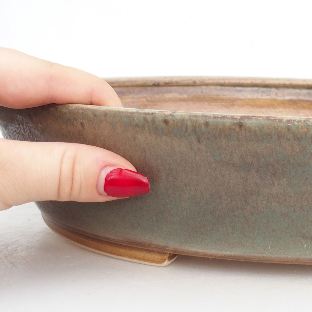 Ciotola per bonsai in ceramica 31,5 x 28,5 x 6,5 cm, verde