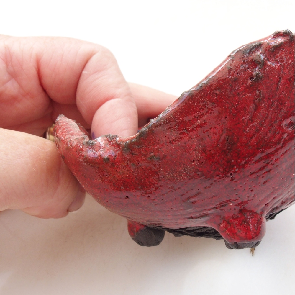 Conchiglia in ceramica 8 x 7,5 x 5 cm , colore rosso