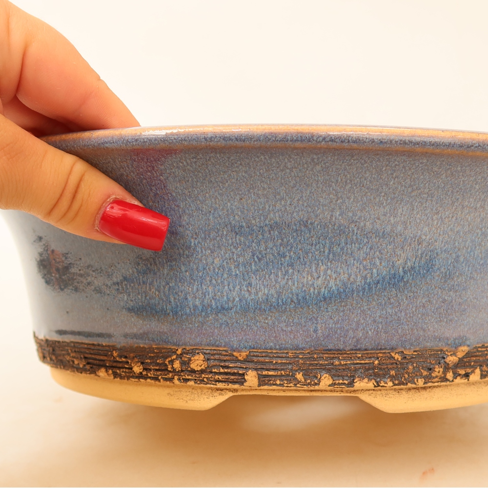 Ciotola bonsai in ceramica 26,5 x 26,5 x 8 cm, colore blu