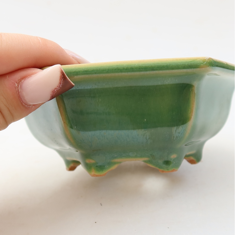 Ciotola per bonsai in ceramica 12 x 10,5 x 4,5 cm, verde