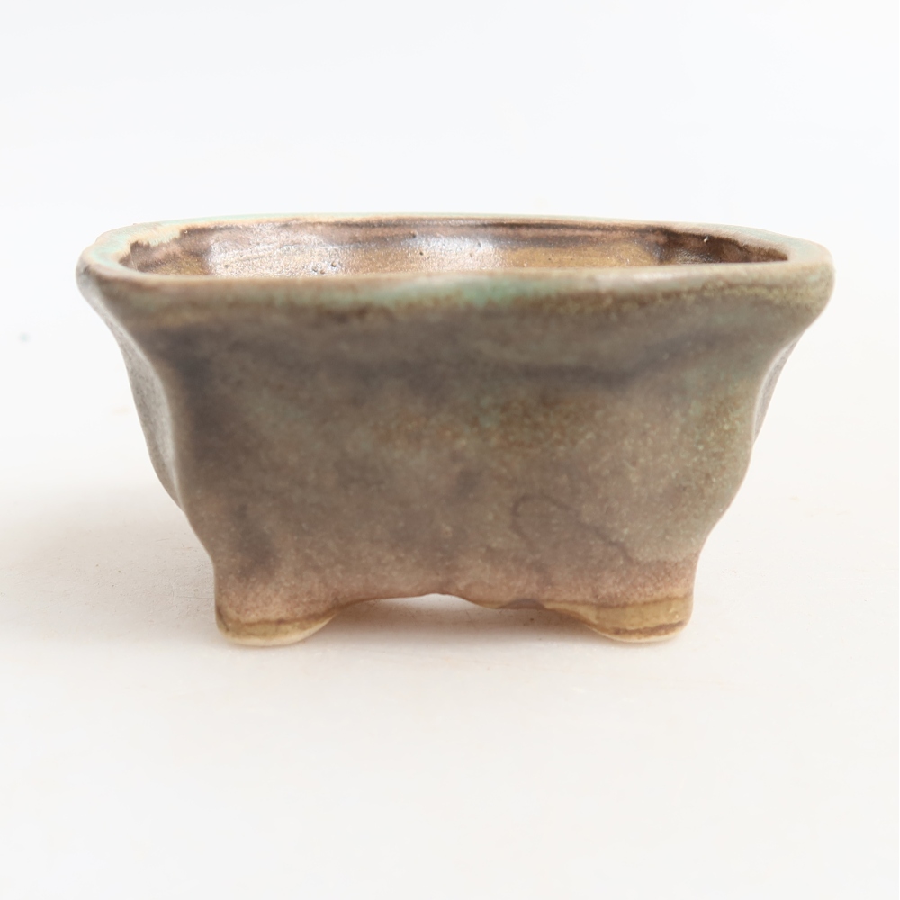 Vaso in ceramica per bonsai 7 x 7 x 3,5 cm, colore verde