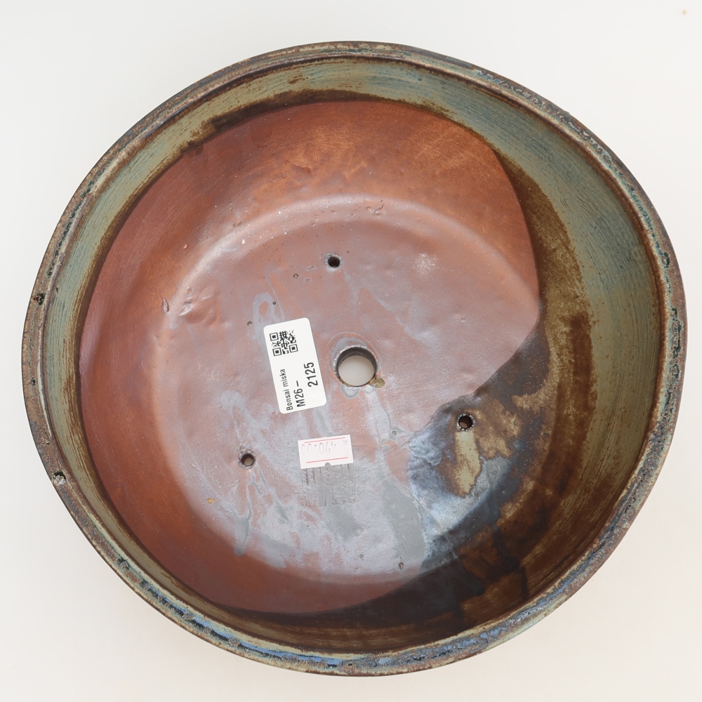 Vaso da bonsai in ceramica 24,5 x 24,5 x 7,5 cm, colore verde-marrone