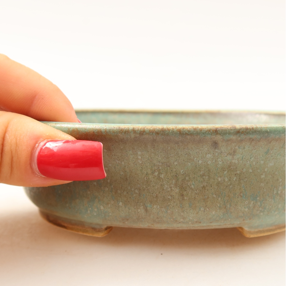 Vaso da bonsai in ceramica 12,5 x 11,5 x 3,5 cm, colore verde