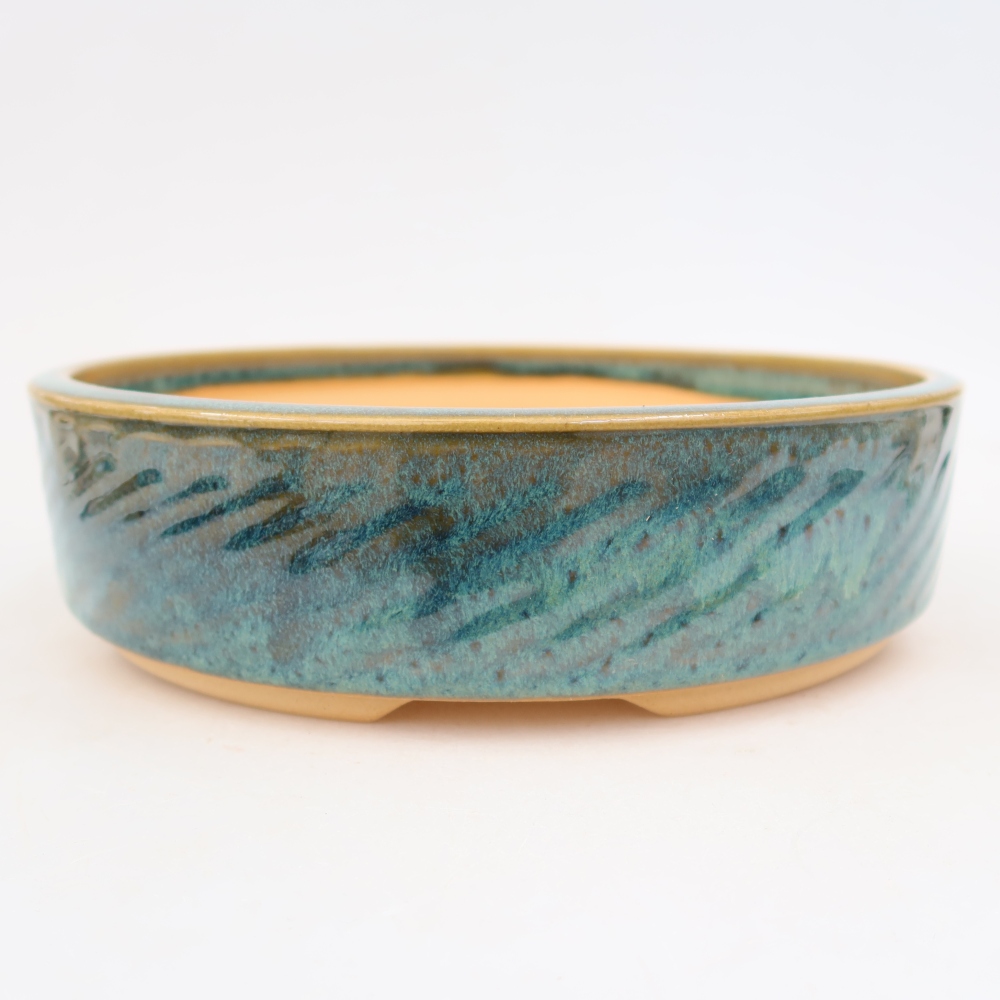 Vaso da bonsai in ceramica 23,5 x 23,5 x 6 cm, colore blu