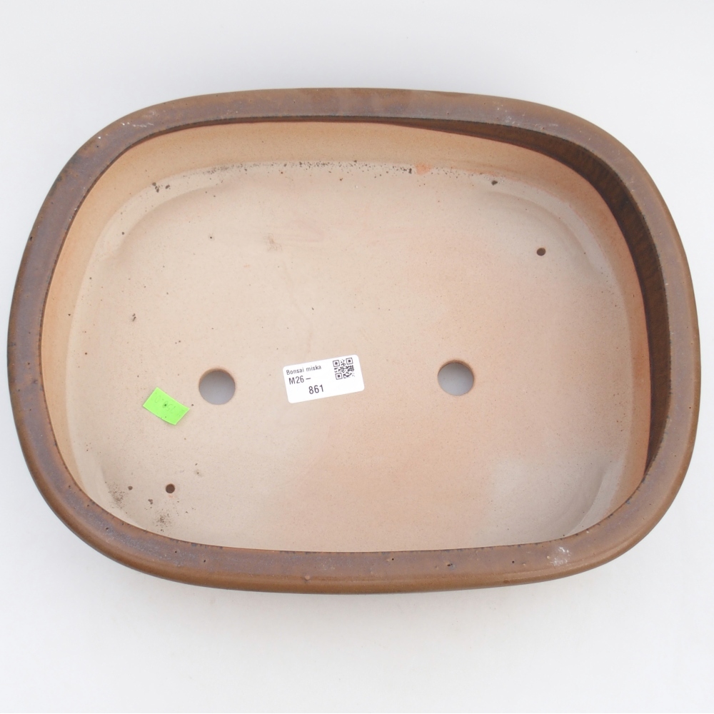 Ciotola per bonsai in ceramica 31,5 x 24 x 8 cm, marrone