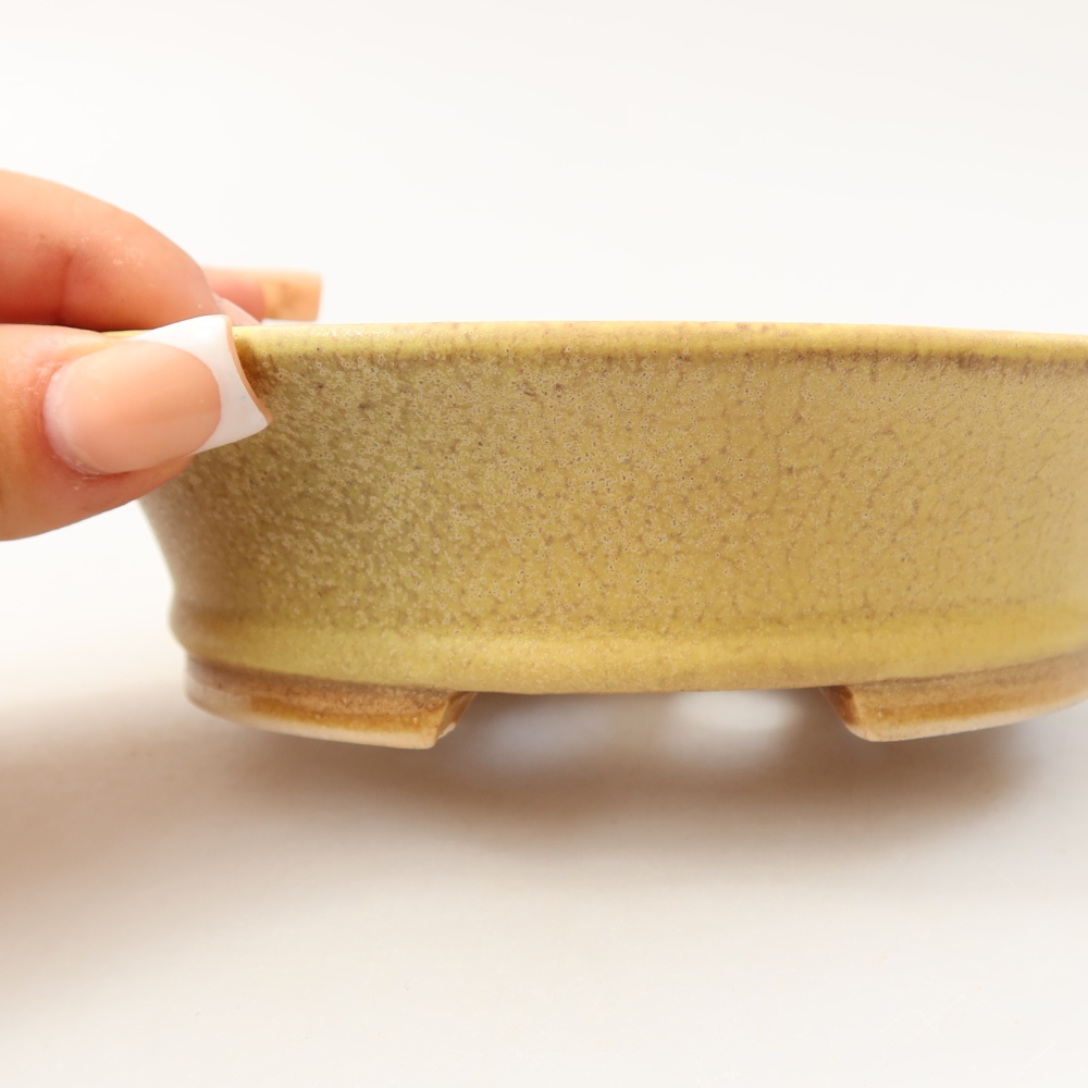 Vaso da bonsai in ceramica 14,5 x 12,5 x 4 cm, colore giallo