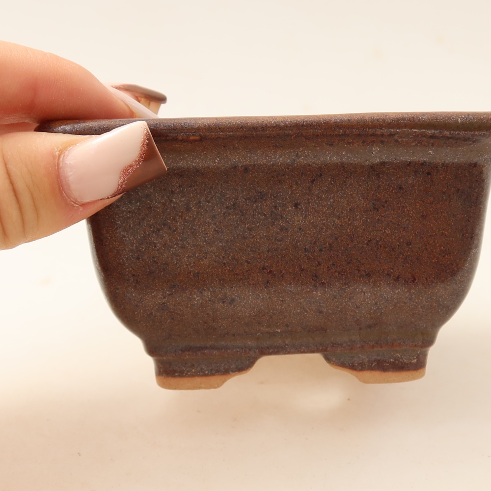 Vaso da bonsai in ceramica 9,5 x 9,5 x 5,5 cm, colore marrone