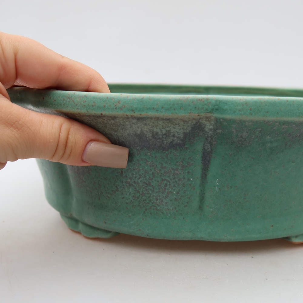 Ciotola per bonsai in ceramica 26,5 x 26,5 x 8,5 cm, verde