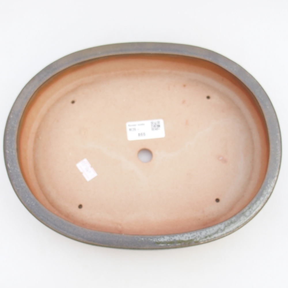 Ciotola per bonsai in ceramica 26,5 x 21 x 5 cm, verde-marrone